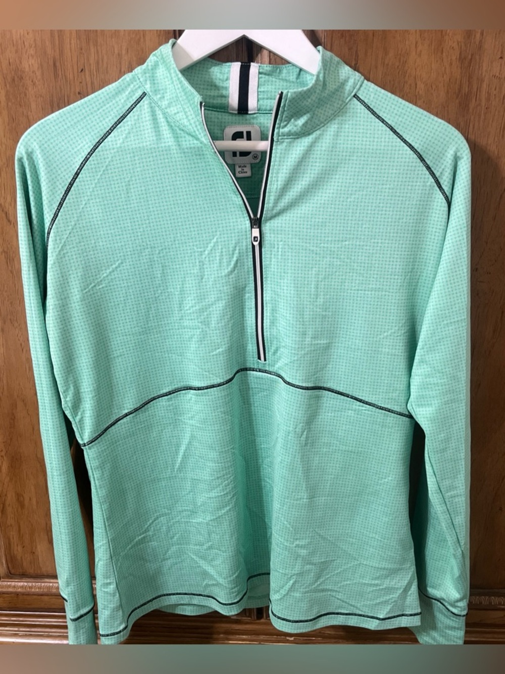 Women’s Footjoy Quarter Zip Top Size Medium Mid Layer Tonal Mint Green LS